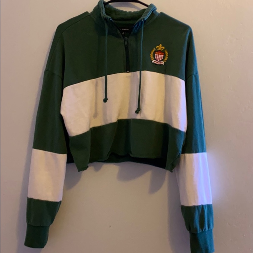 Pacsun cropped green quarter zip